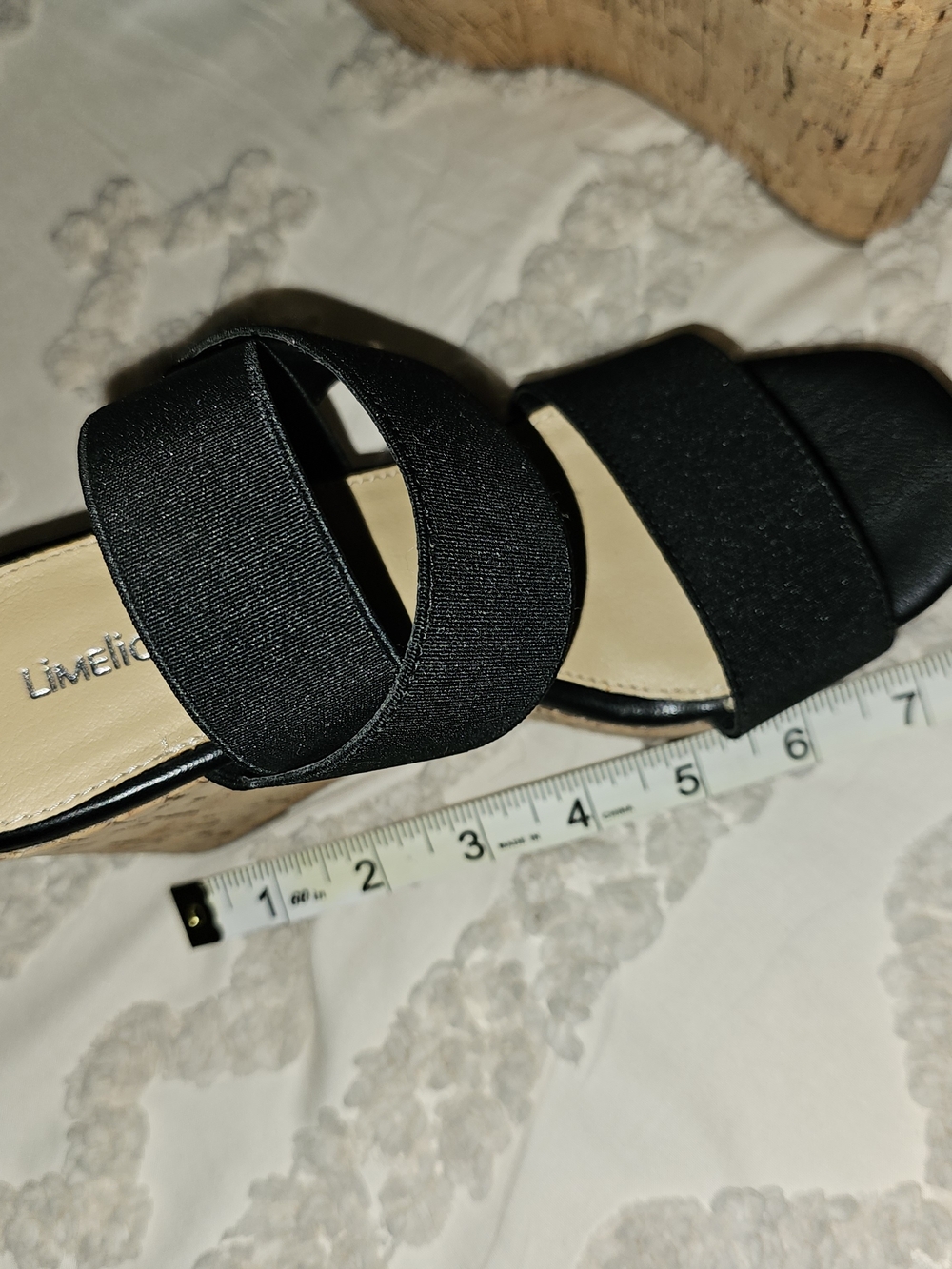Limelight Black Cork Wedge Sandals - Women's Slip-On Platform - Picture 8 of 9